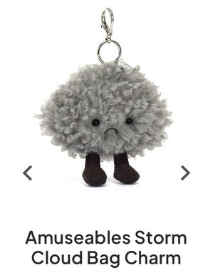 Jellycat amuseable storm cloud bag charm out of stock new without tag tags!